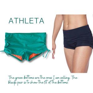 Athleta Scrunch Side Green Swim Shorts